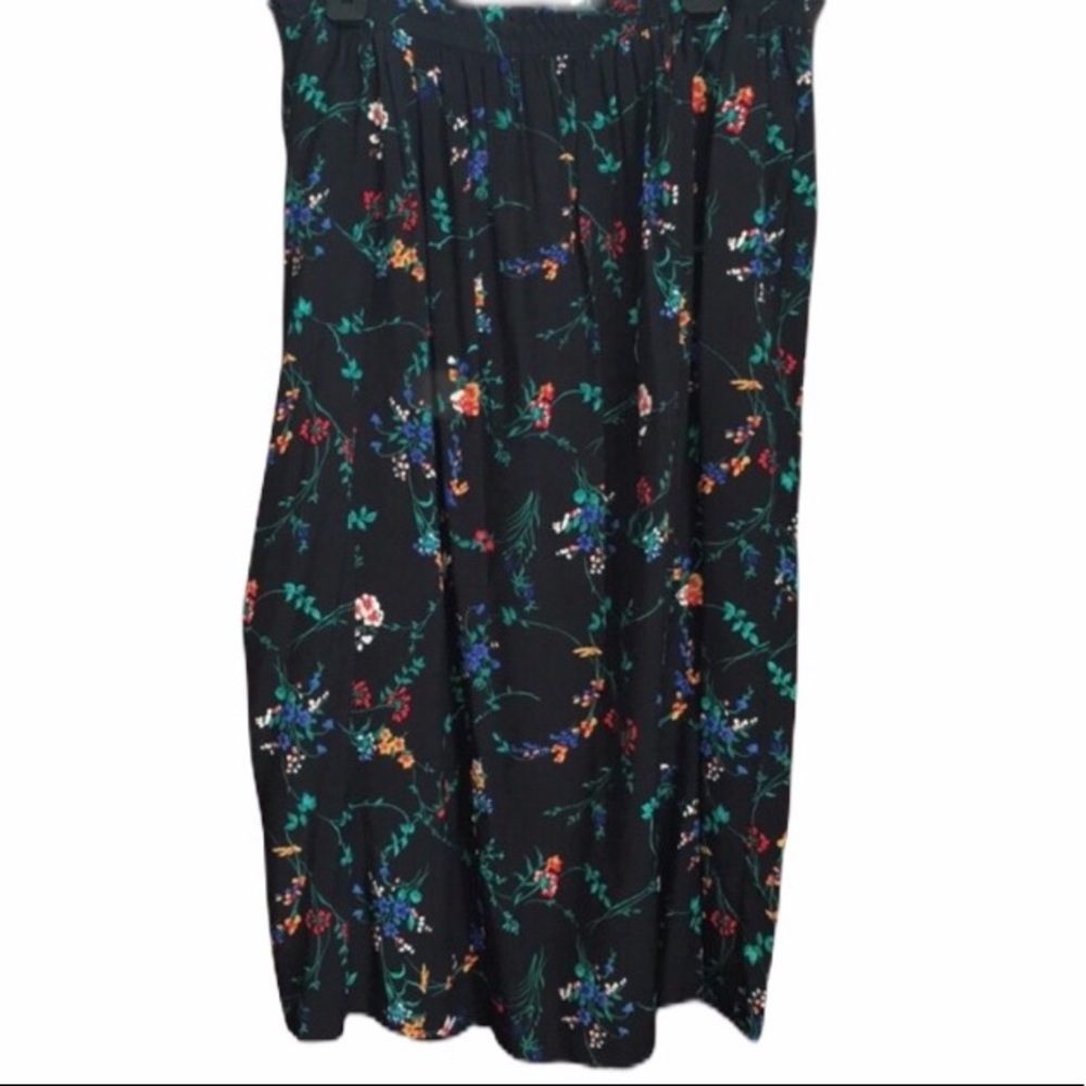 Chaus Floral Print Skirt Black Multi Color Size 14